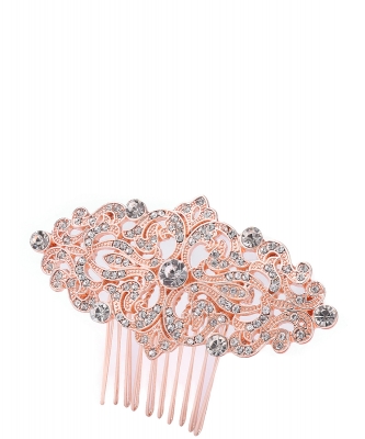 Rhinestone Hair Comb HM320006 ROSEGOLD CL